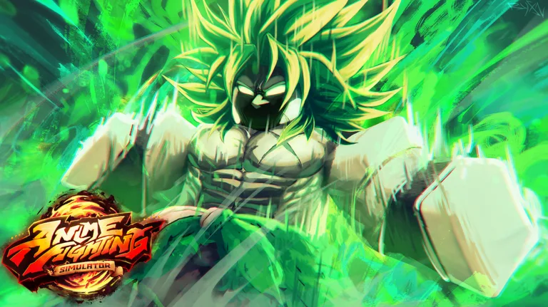Green transformation energy key art from Anime Fighting Simulator